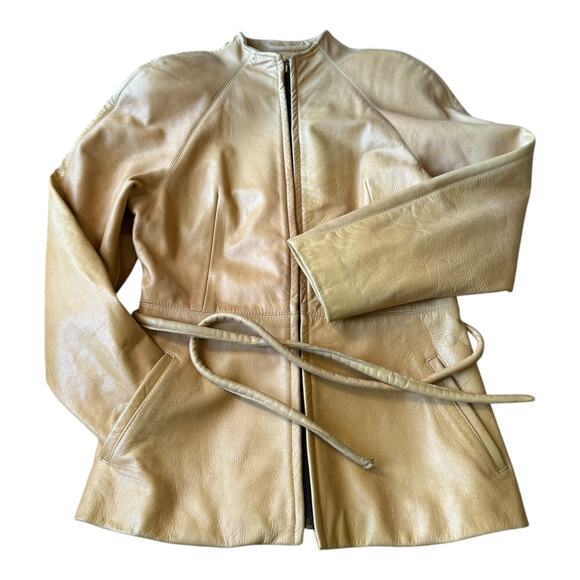 Vintage Martani Moda Yellow Retro collarless belted Coat size medium - Picture 17 of 17